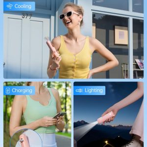 JISULIFE Handheld Mini Fan, 3 IN 1 USB Rechargeable Portable Fan [12-19 Working Hours] with Power Bank, Flashlight, Pocket Design for Travel/Summer/Concerts/Lash, Gifts for Women (Pink)