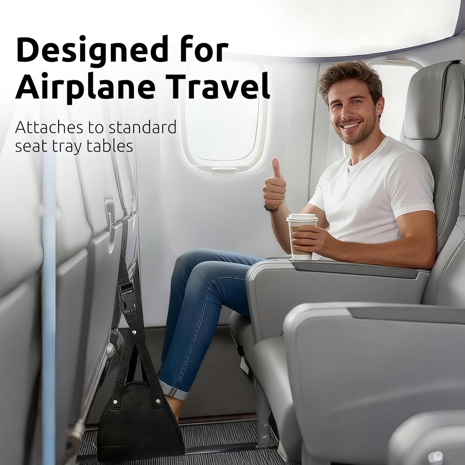 Airplane Foot Hammock, Ergonomic Foot Hammock for Plane Travel with Eye Mask and Earplugs (Memory Foam),Perfect Airplane Gadgets or Plane Travel Essentials to Relax Your Feet - Image 6