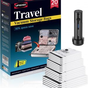 Combo 20 Pack Travel Vacuum Bags for Luggage with Portable Electric Pump,Vacuum Seal Bags for Clothing,Packing Cubes Compression,Cruise Ship and Travel Essentials
