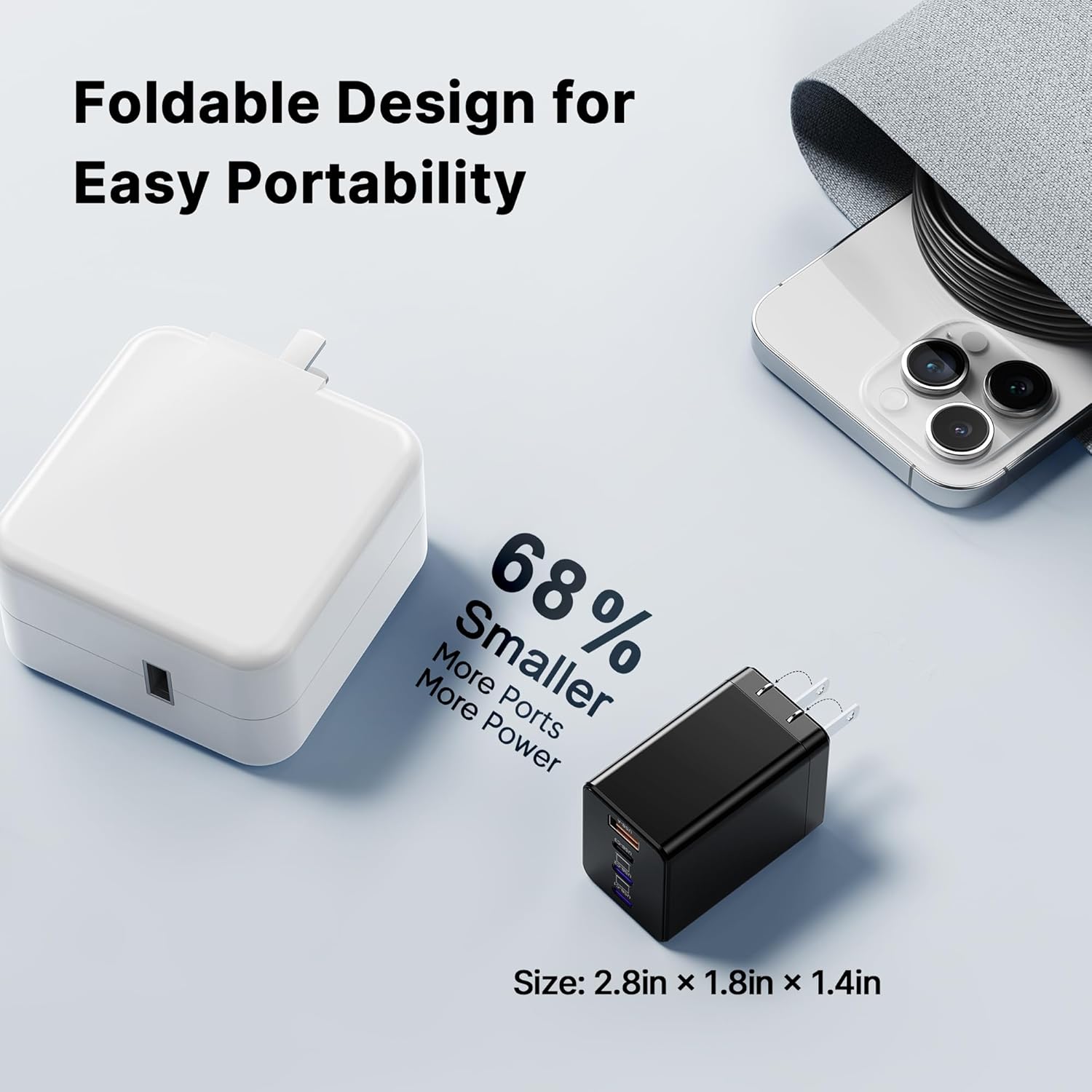 2 Pack 180W USB C Charger Block, Foldable 4-Port GaN Super Fast Charger USB C, Dual 65W Type C Charging Block, Laptop Fast Charging Adapter for MacBook Pro/Air, iPad, iPhone, Samsung Galaxy Black - Image 6