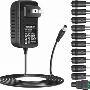 GuanTing Universal AC Adapter 12V 2A Power Supply Charger 24W AC110V to DC12V 2000mA 1500mA 1000mA 500mA Power Driver 11 DC Plug Tips 12 Volt Converter Inverter Transformer ac dc Adapter(DC12V~2A)