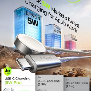 LISEN for Apple Watch Charger Fast Charging USB C Series 11 20W+5W[30mins=80% Charged] iPhone Watch iWatch Charger Fast Charging [3.3FT] for iWatch Ultra 3/2 Series 11 10 9 8 7 Apple Watch Accessories