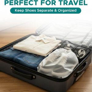 Large Waterproof Shoe Bags for Travel Accessories – 5 Pack Frosted Drawstring Shoe Organizer, Clear Bag Set, Travel Bag, Cruise Essentials 2025, Airplane Gadgets & Travel Essentials for Women and Men