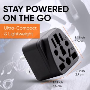 Unidapt US Travel Plug Adapter, EU,AU,UK,NZ,CN to USA (Type B), Grounded 3 Prong USA Wall Plug, EU to US Travel Adaptor Pin Converter, Power Outlet Charger (1-Pack)
