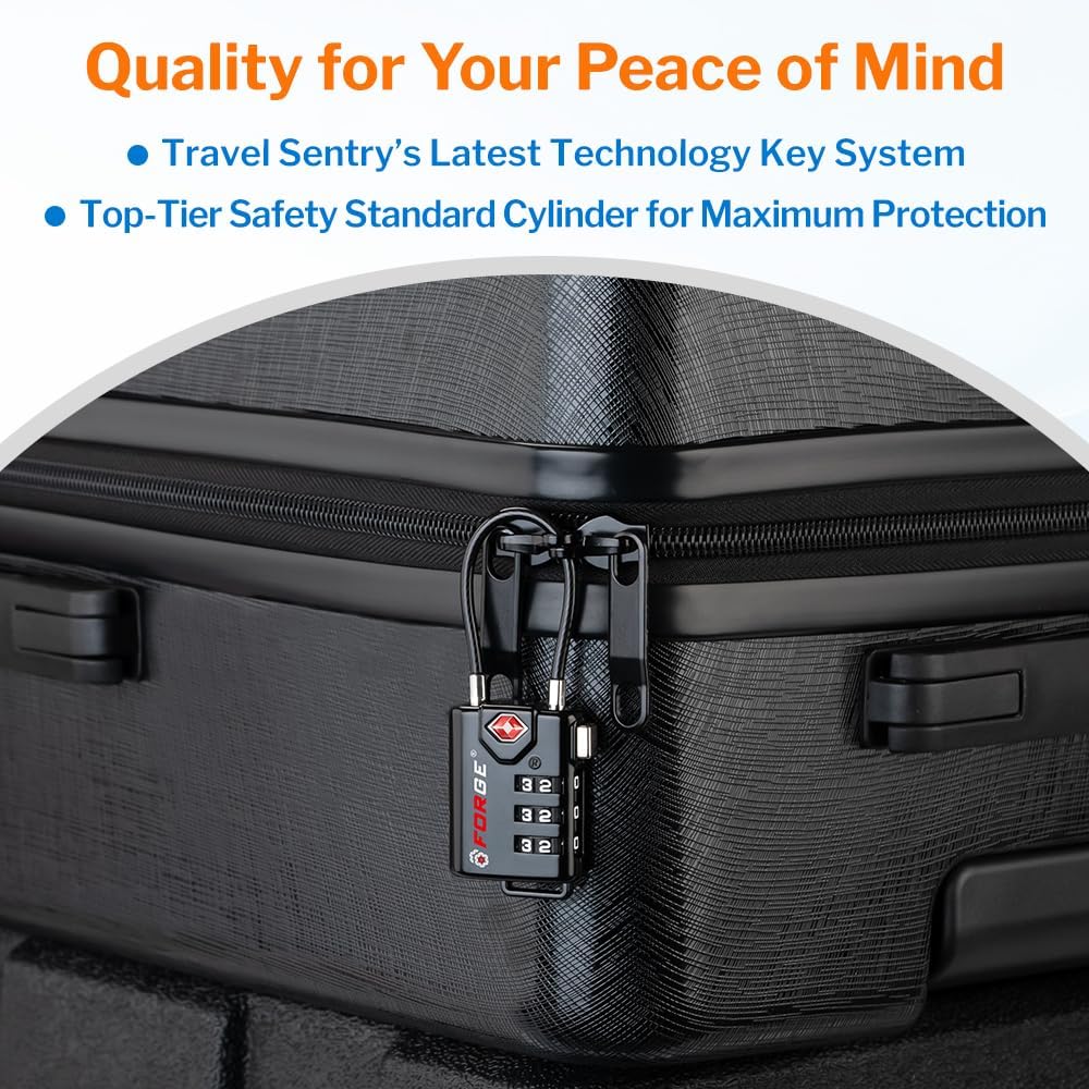 TSA Approved Cable Luggage Locks, Re-settable Combination with Alloy Body, Black 2 Locks. - Image 6