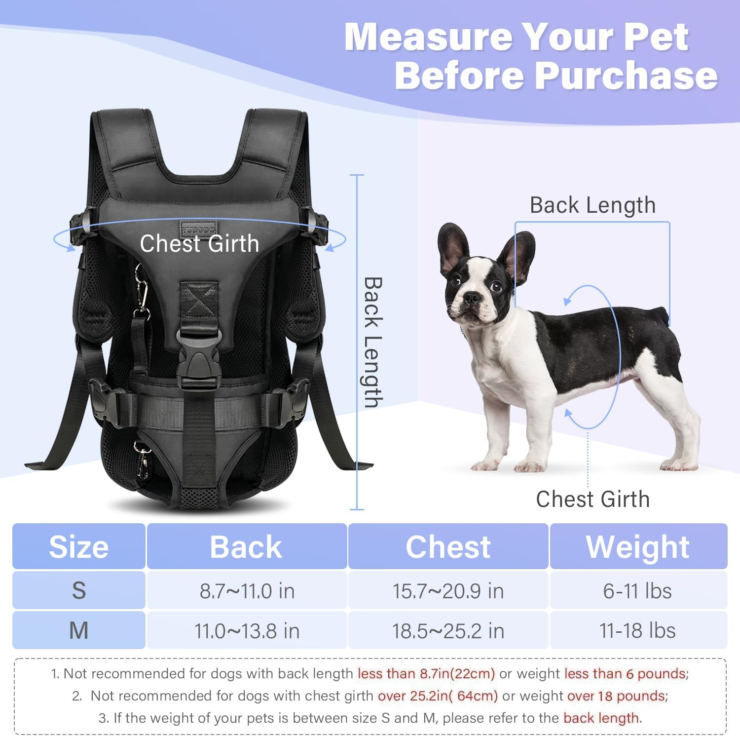 YUDODO Front Pet Carrier Backpack for Small Dogs and Cats, Secure and Breathable Mesh, Ergonomic Support, Adjustable for Walking, Hiking, or Travel (Black-Pro M) - Image 2