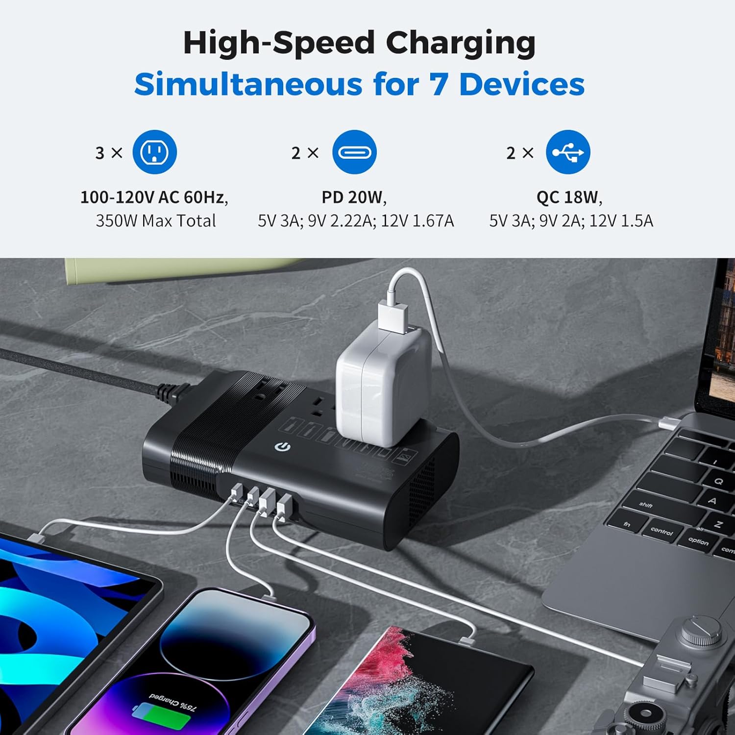 500W Pure Sine Wave Voltage Converter US to Europe, 220V to 110V Converter for European Travel, Power Converter Adapter Combo PD for CPAP Hair Straightener Cruler Shaver Toothbrush Laptop Camera Phone - Image 6