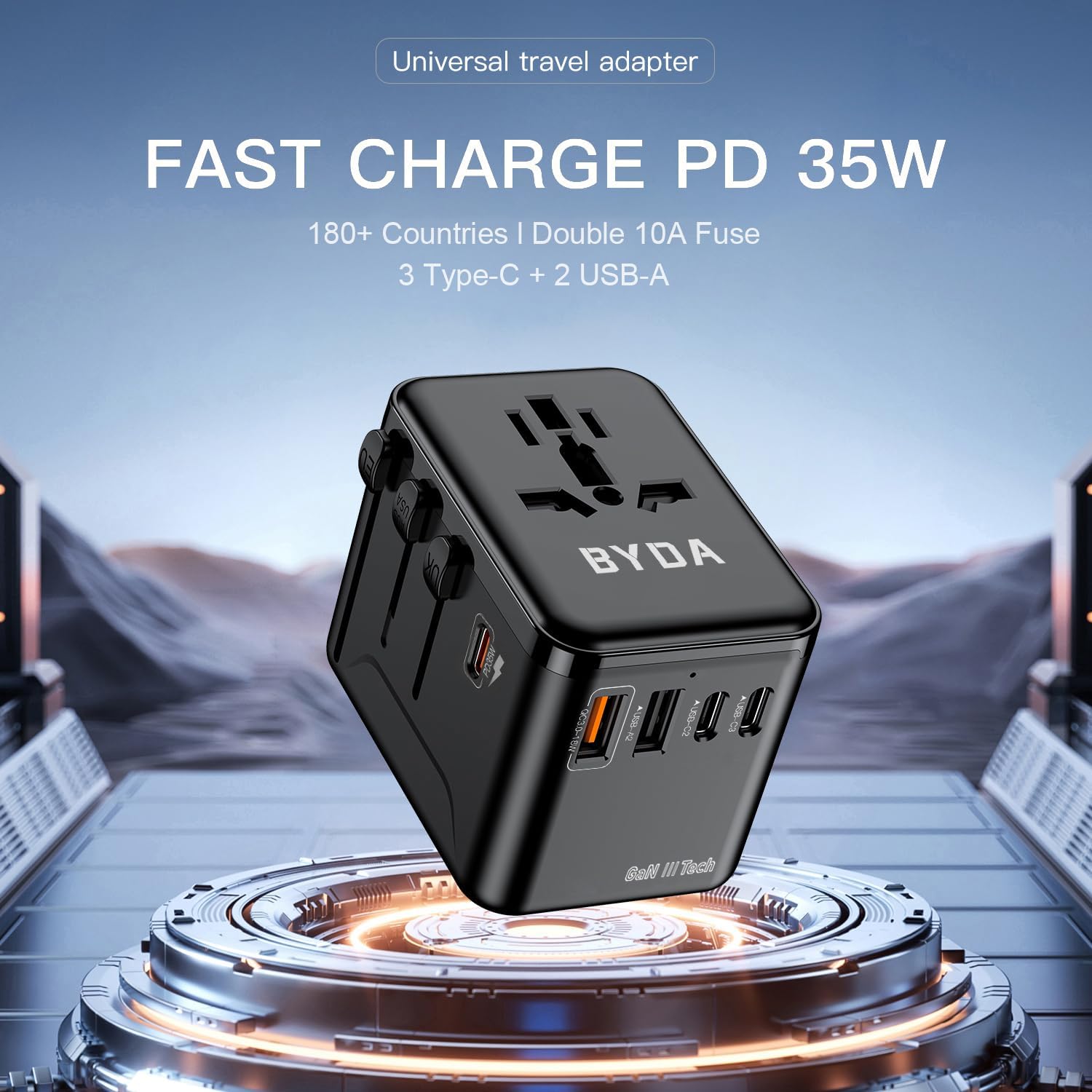 Universal Travel Adapter,Worldwide All-in-One International Power Plug with USB-C 35W GaN & USB Ports,EU/UK/US/AU Outlet Converter for Europe Asia,Travel Essentials&Adapter for Apple,Android - Image 6
