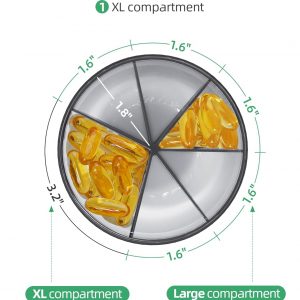 PULIV Large Pill Bottle Organizer, Supplement Organizer for Holding 6 Various Vitamins, Pill Box Case with Anti-Mixing & Wide Opening Design, Easy to Retrieve Meds, Includes 20 Pcs Stick-on Labels