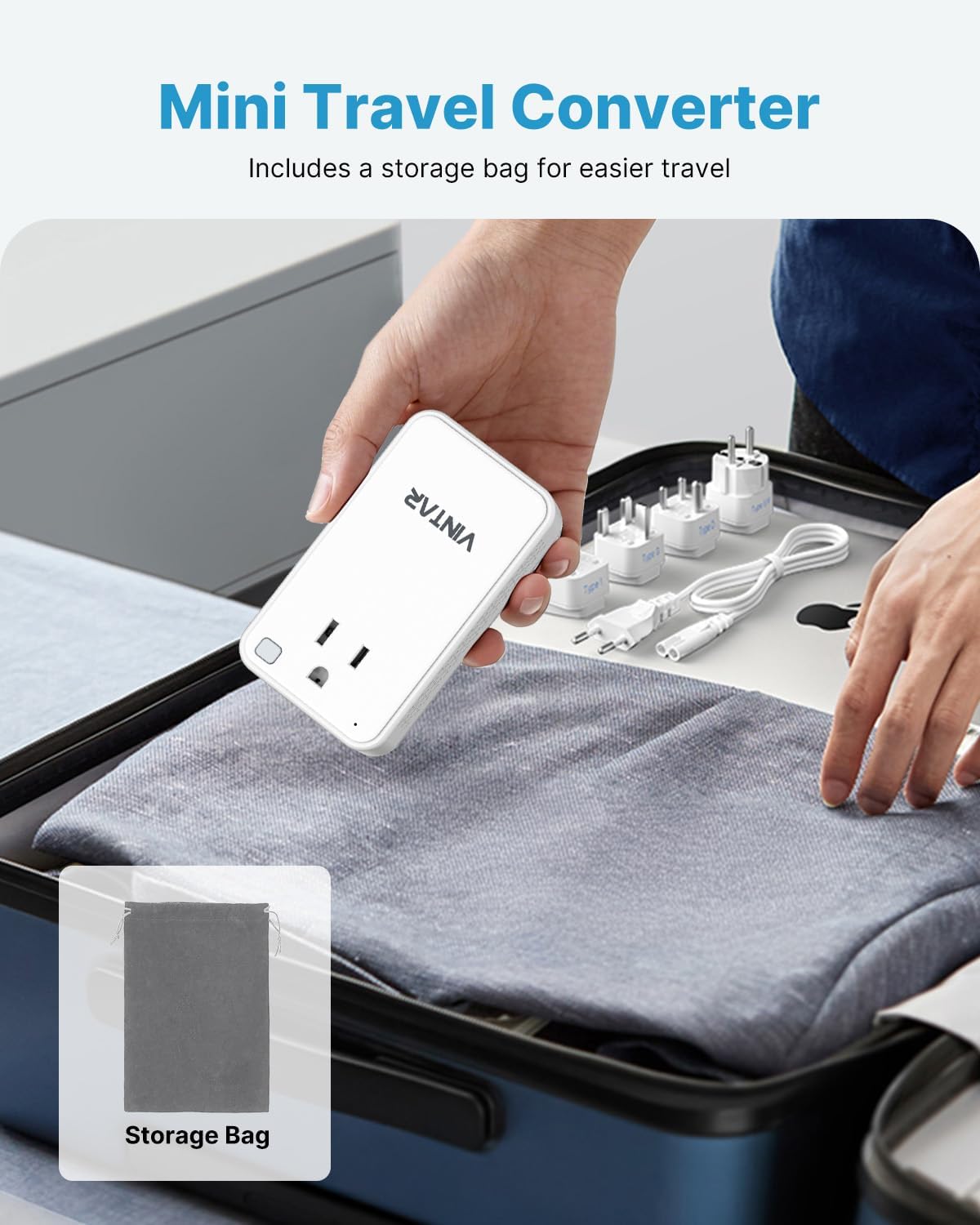 220V to 110V Converter for European Travel, VINTAR 200W Mini Universal Travel Adapter Voltage Converter US to Europe, International Step Down Power Converter Adapter Combo for EU UK AUS India - Image 7