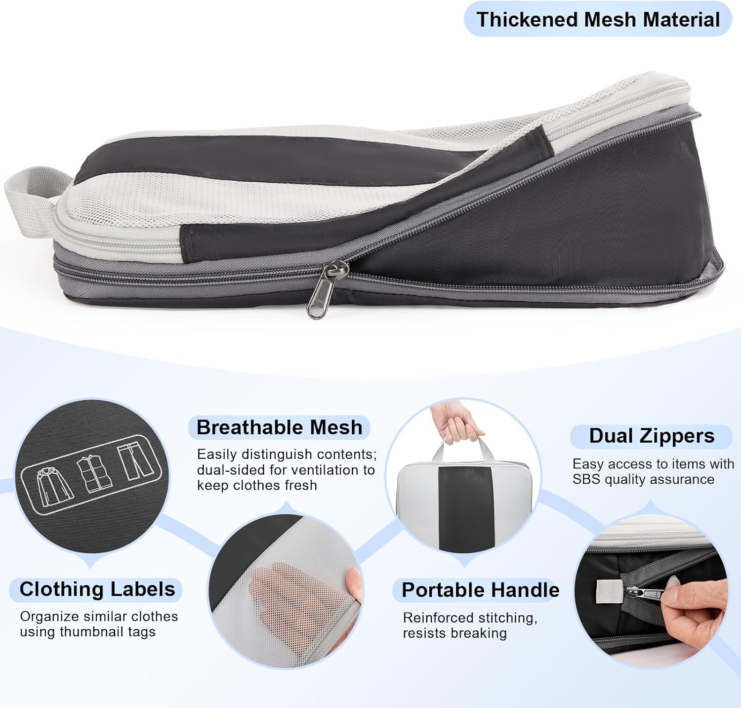 6 Set Compression Packing Cubes for Travel Essentials,Compressible Expandable Packing Cubes for Suitcase,OlarHike Luggage Organizer Bags for Travel,Handy Helper for Organizing Clothes(Black) - Image 5