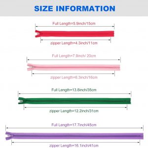 WILLBOND 200 Pieces Nylon Invisible Zippers Sewing Hidden Zippers for Clothes Sewing Crafts, 6 Inch, 8 Inch, 14 Inches, 18 Inches(25 Assorted Colors)