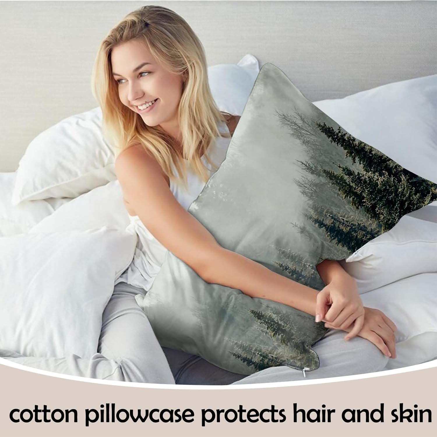 GABraden Cotton Pillowcase 2PCS, Floral Print Pattern Pillow Cover Set with Hidden Zipper,Comfortable Fabric, Lightweight and Breathable,Standard Size 20"X 26" (Mountain-08) - Image 5