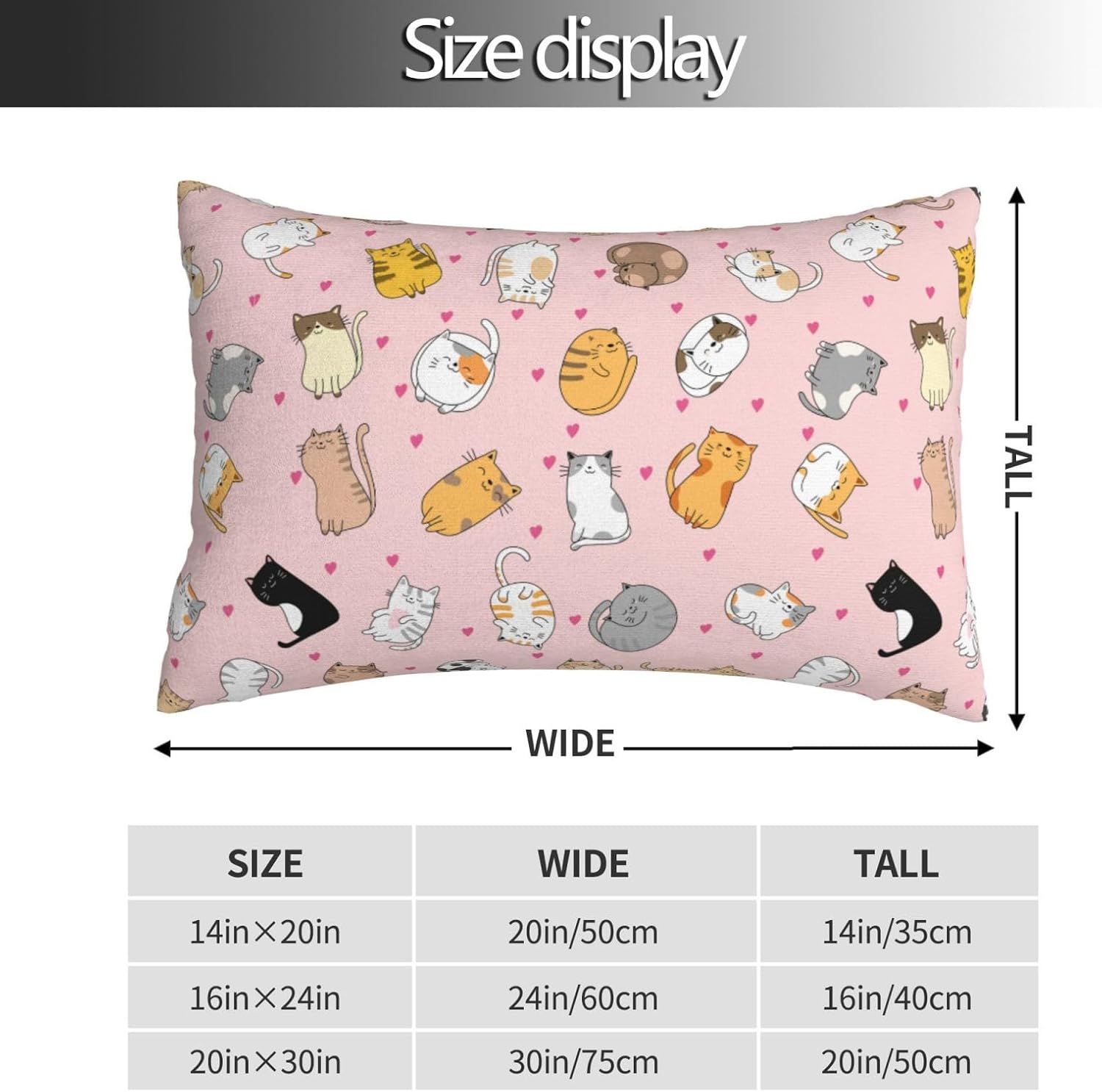 Zminciu Cute Cat Pillow Cover 16"x24" Inch Bed Pillow Pillowcases with Hidden Zipper Lumbar Pillow Case Cushion Queen Size Standard Soft Breathable Rectangular Pillow Covers,for Sofa Couch Bed Decor - Image 5