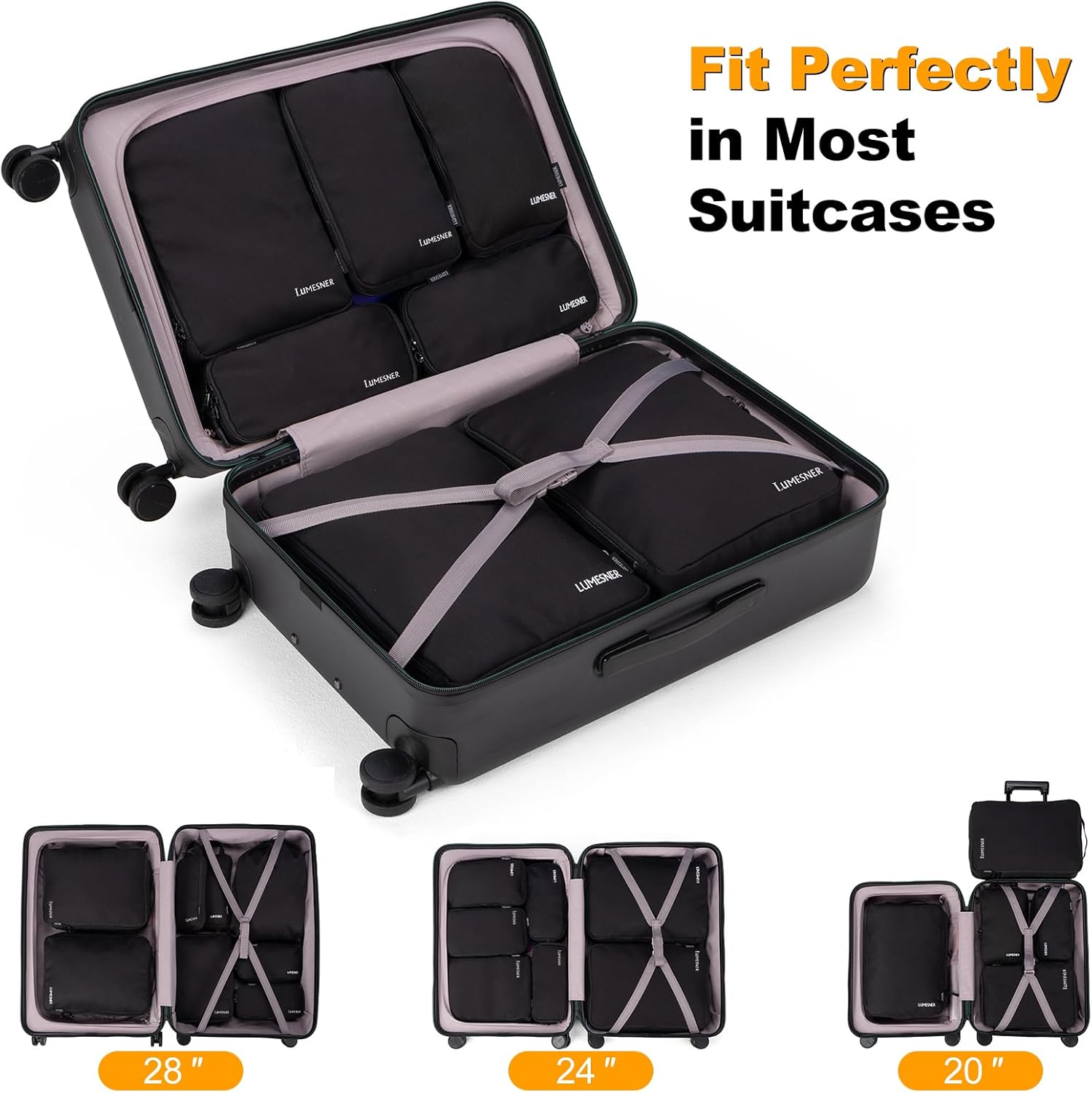 Velaybor 8 Set Compression Packing Cubes for Travel, Waterproof Luggage Organizers, Suitcase Organizer Set for Carry-On & Checked Baggage, Travel Accessories for Men & Women - Image 2