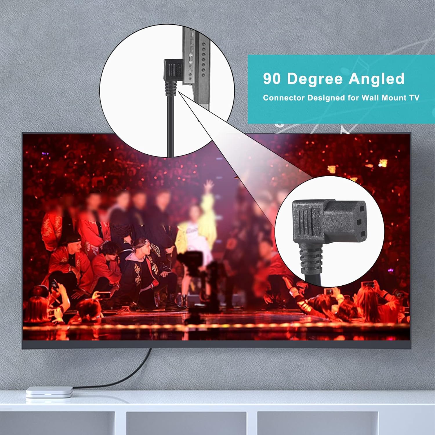 90 Degree Computer Power Cord - 10FT Flat Low Profile Angled NEMA 5-15 Plug to IEC C13 Power Cord,Universal PC Power Supply Cord, 16AWG, Black C13 3 Prong Angled AC Power Cord for PC Monitor/TV (10FT) - Image 5