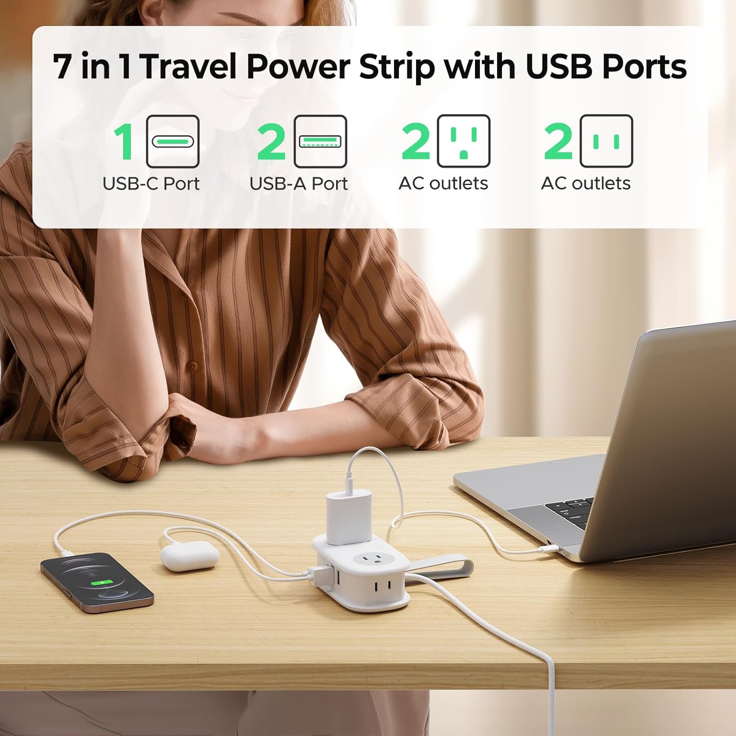 Travel Power Strip, ORICO 4 Outlets 3 USB Ports (1 USB C) with 4FT Wrapped Short Extension Cord, Compact Power Strip for Hotel Travel Essentials Cruise Approved-AP3 - Image 4