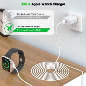 Fast Charger for Apple Watch,2 Pack USBC & A PD Wall Charger Adapter with 10FT Long USBA Magnetic Apple Watch Fast Charging Cable Portable Compatible with iWatch Series 10/9/8/7/SE/SE2/5/4/3/2/1/Ultra