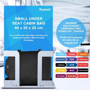 HOMIEE Ryanair Personal Item 40x20x25 Travel Bag, 20L Carry on Backpack Flight Approved Underseat Hand Luggage Cabin Bag for Weekender Gift Fits 15.6 Inch Laptop, Black