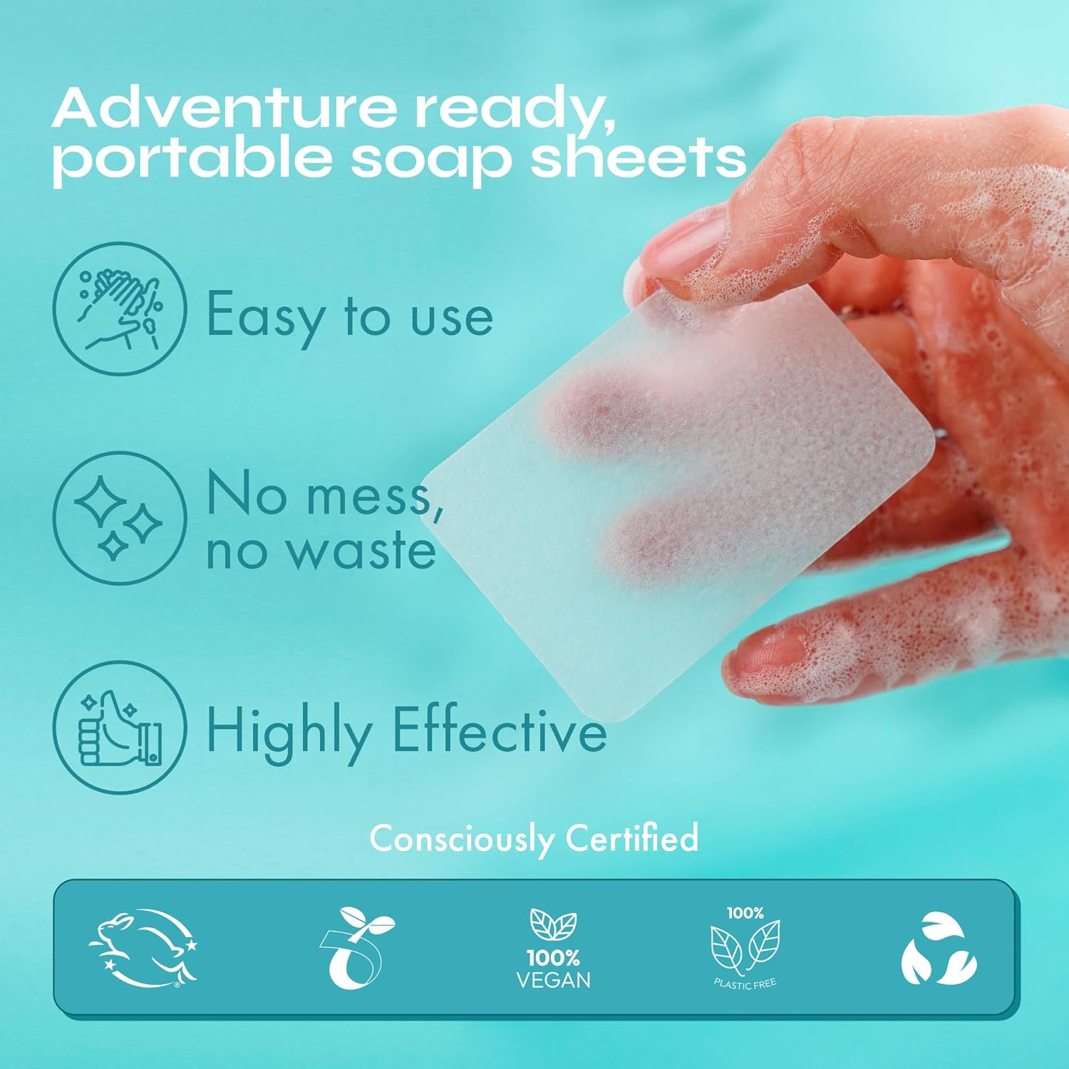 FOMIN - Antibacterial Paper Soap Sheets for Hand Washing - (300 Sheets) Orange, Tea Tree, Lavender Portable Travel Soap Sheets, Dissolvable Camping Mini Soap, Portable Hand Soap Sheet - Image 4