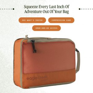 eagle creek Pack-It Reveal Compression Cube – Lightweight Compression Cube for Optimizing Luggage Space – Convenient Top Handle – Easy-Grab Zipper – Washable – Medium – Mandarin