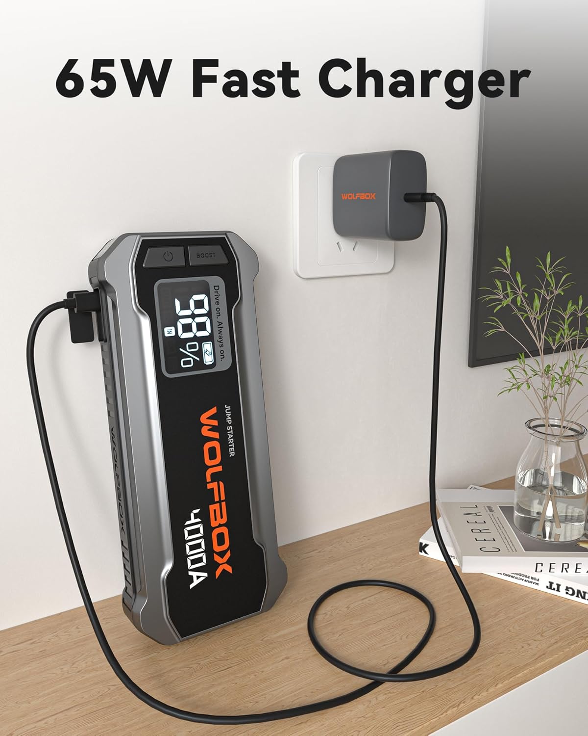 Wolfbox 65W Type-C PD Charge Compatible with Wolfbox Brand Jump Starter, Fast Charging, Universal Compatibility - Image 3