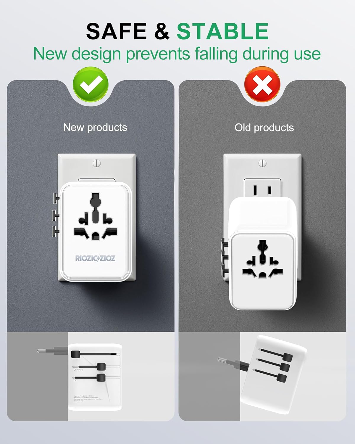 35W Universal Travel Plug Adapter,7-Port PD&QC Fast Charging Power Adapter(2AC&2USB-A&3USB-C),Worldwide Outlet Wall Charger for USA/EU/UK/AUS Over 200 Countries-Type C/A/G/I - Image 4