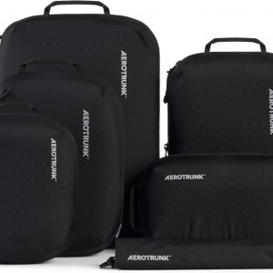 Aerotrunk Ultralight Compression Packing Cubes – Lightweight Travel Organizers for Suitcases and Luggage (6-Pack, Black)