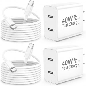 iPhone 17 Pro Max Charger Fast Charging, 40W Dual USB C Fast Charger Block with 6ft Type C Charging Cable Cord for iPhone 17/17 Pro/17 Pro Max/Air/16/16 Pro/16 Pro Max/16 Plus/15/15 Pro Max/14