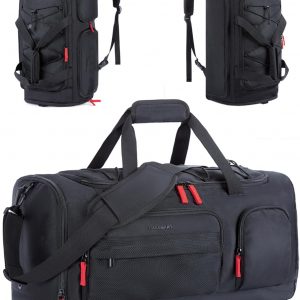 BAGSMART Gym Bag for Women & Men, 35L Sports Travel Duffel Bag with Shoe Laptop Compartment，Anti-Theft Carry On Weekender Bag for Airplane,Workout Overnight Backpack for Travel,Black