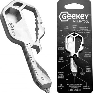 Geekey Keychain Multitool – EDC Tool with 16+ Functions | Small Bottle Opener keychain with Screwdriver, Wrench, and Box Cutter for Travel, Outdoor, and Everyday Use – TSA Safe