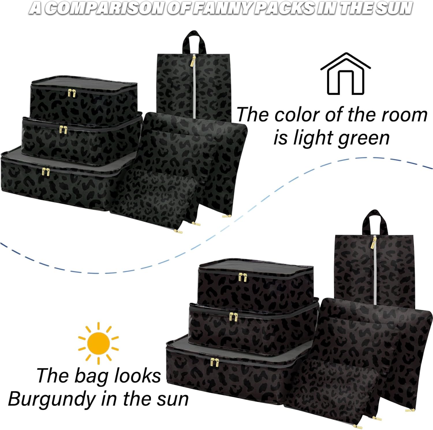 BHAHB 7 Set Packing Cubes Travel Luggage Organizers for Suitcase Travel Accessories with Shoe Bag for Women Girls Aesthetic Cute-Black Leopard Cheetah Pattern - Image 2