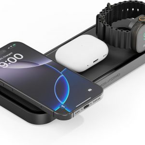 NOCO XGrid XDP3: 3-in-1 Wireless Charging Pad – Charging Station for iPhone, Apple Watch, and AirPods – MagSafe Compatible, Qi2 Certified – Includes 45W USB-C Wall Charger and 6.5-Foot USB-C Cable