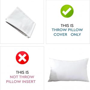 TAOSON Decorative 100% Cotton Canvas Square Solid Toss Pillowcase Cushion Cover Pillow Case with Hidden Zipper Closure Only Cover No Insert – White 12″x20″(30x50cm)