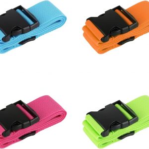 4 Pcs TSA Approved Luggage Straps Set – Secure Suitcase Tags & Belts, Identify Your Bags Easily,Adjustable Suitcase Straps for Travel (4 Colors)