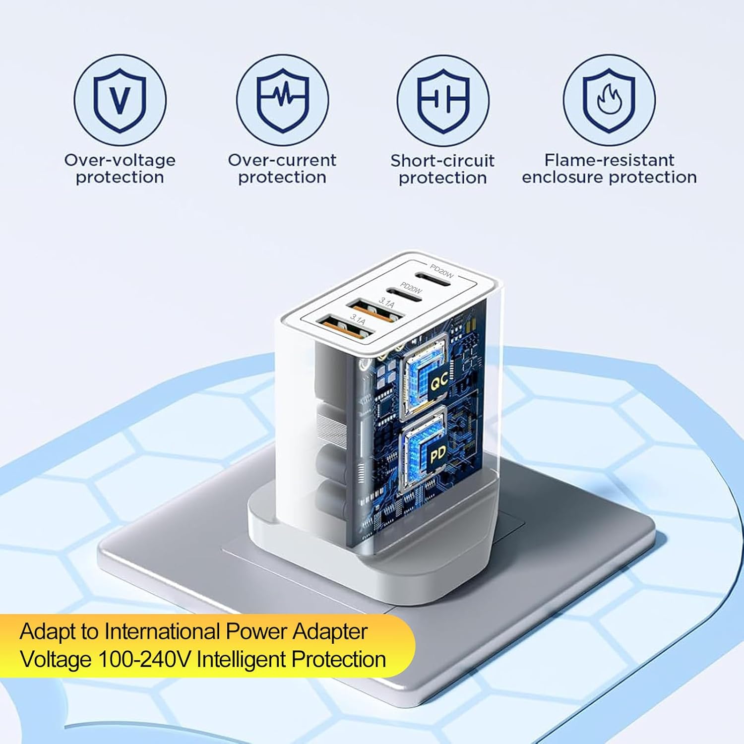 UK Travel Plug Adapter, Type G Plug Adapter 55W 4 Port UK USB C Charger Fast Charging Block UK Ireland Plug Charger for iPhone 17 16 15 14 13 12 11 Pro Max X 8, Galaxy, LG, Pixel, Android - Image 6