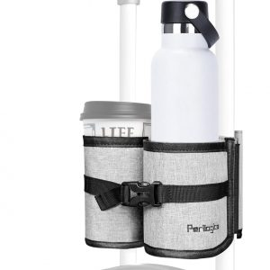 Perilogics Luggage Travel Cup Holder Attachment for Suitcase Drink, Coffee Mug, Bottle Caddy. Traveler Carry on Hands Free Accessory. Ideal for Frequent Travelers or Flight Attendants Gift.