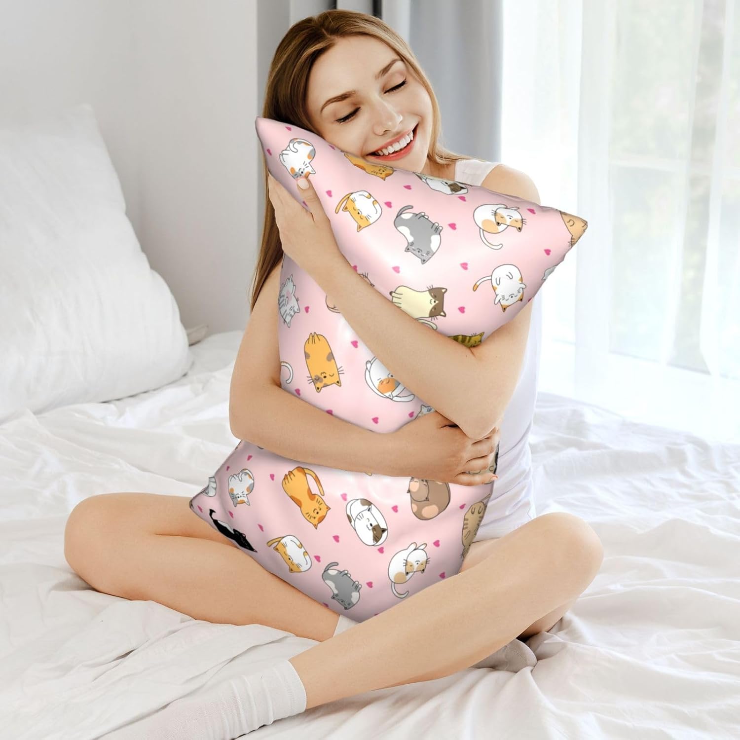 Zminciu Cute Cat Pillow Cover 16"x24" Inch Bed Pillow Pillowcases with Hidden Zipper Lumbar Pillow Case Cushion Queen Size Standard Soft Breathable Rectangular Pillow Covers,for Sofa Couch Bed Decor - Image 3