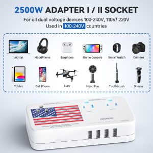 Upgraded 2200W 220V to 110V Converter for European Travel, Voltage Converter US to Europe for Hair Dryer Straightener Curling Iron, 2300W Power with USB Ports for Tablet Camera Cell Phone