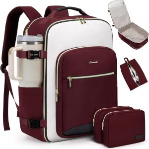 LOVEVOOK Large Travel Backpack for Women & Men, 40L Carry on Backpack for Airplanes, TSA Personal Item Travel Bag fits 17″ Laptop, Waterproof Travel Essentials Airline Approved with 3 Packing Cubes
