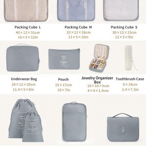 Packing Cubes 11 Set, Suitcase Organizers, Luggage Organizer Bags for Travel, Packing Cubes for Travel, with Toiletry Bag Essentials,Gray