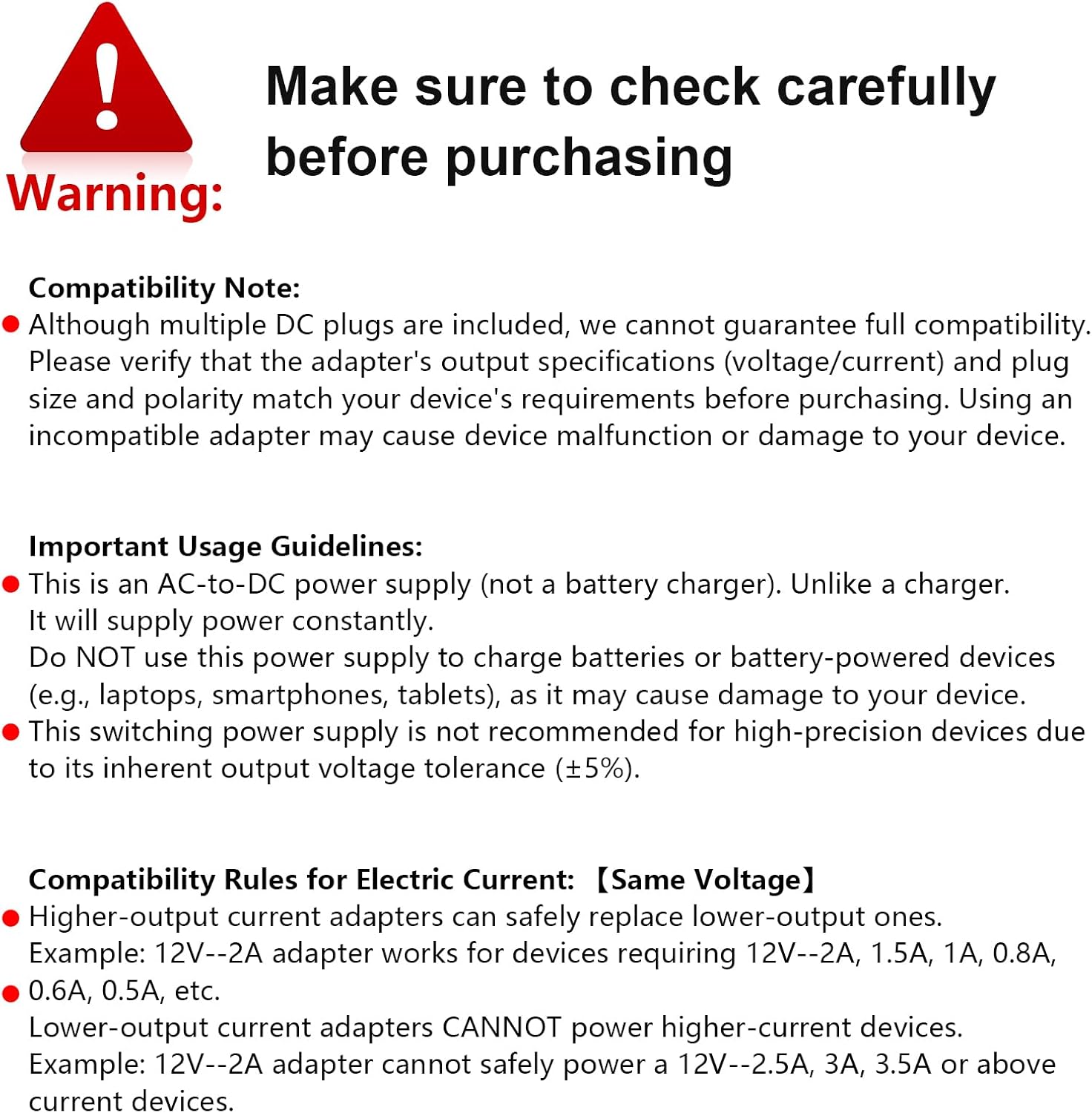 12V Power Supply, 12V 2A 24W Power Supply AC100-240V to DC 12 Volt Adapter with 5.5mm x 2.1mm Tip and 9 Interchangeable Jacks Plug for LED Strip Lights, CCTV Cameras, Routers and More - Image 6