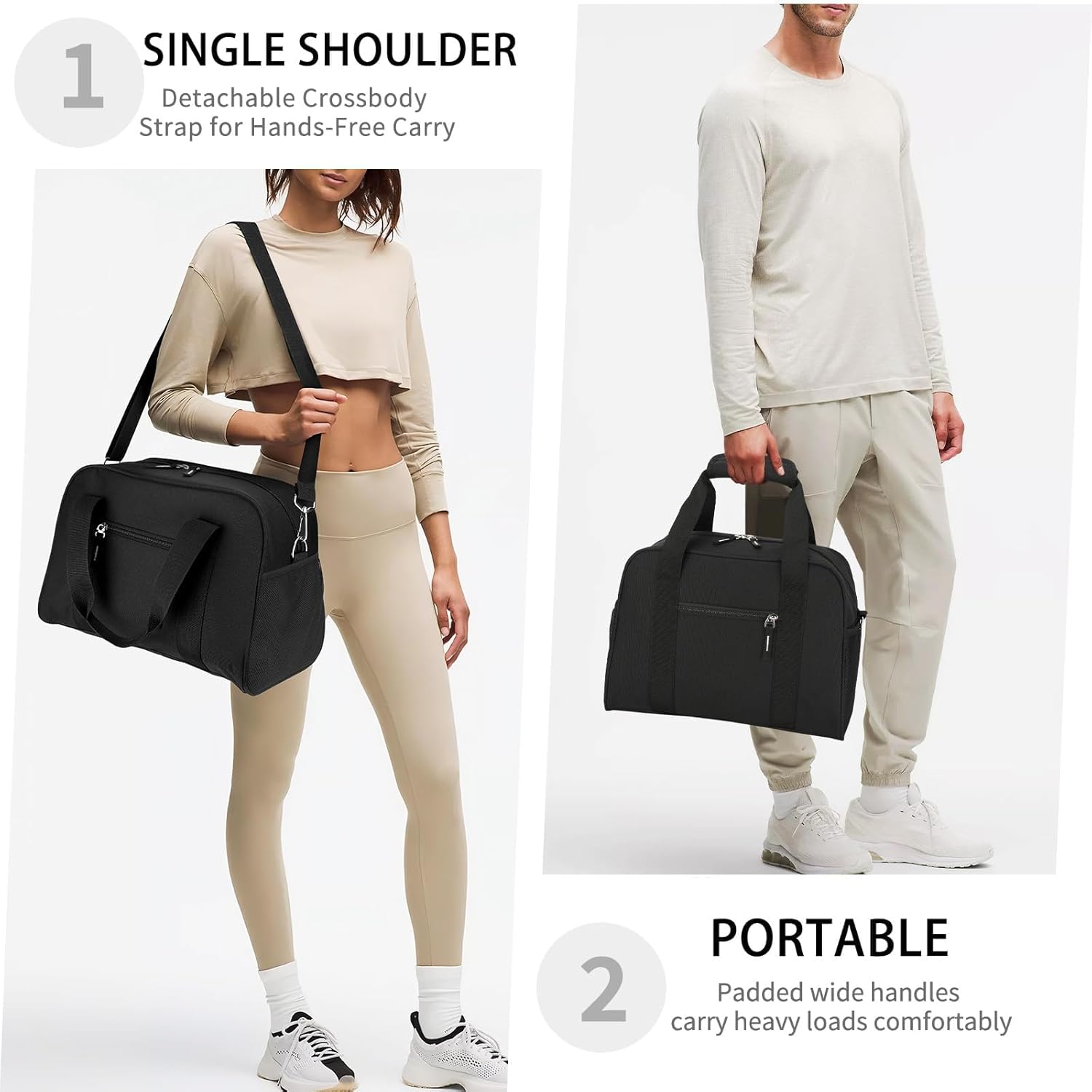 SeaRock 14 inch Small Gym Bag for Men & Women, Mini Duffle Bag for Travel Sports, Lightweight Carry On Duffel Bag, Black - Image 3