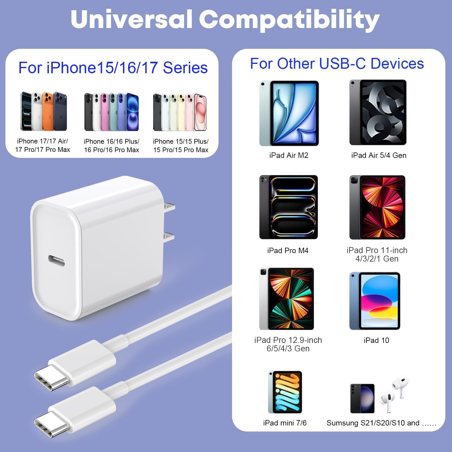 Fast Charger for iPhone 17/16/15 Charger,10FT Extra Long Fast Charging 3Pack Block USB-C to USB C Fast Charging Cable Cord for iPhone Air/17 Pro Max/iPhone 16 Pro/16 Plus/15 Pro Max,iPad Pro/Air/Mini - Image 6