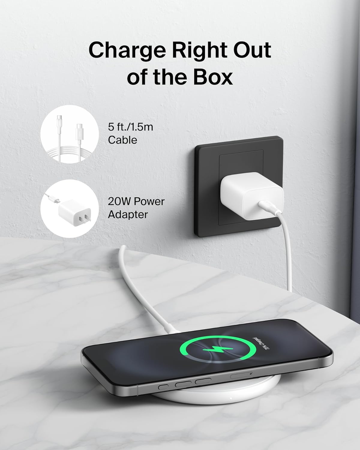 Belkin Wireless Charging Pad 15W - Qi Charger, Charging Station for Apple iPhone 17, iPhone 16/15/14 Series, AirPods, Samsung Galaxy S25, Galaxy S24, Pixel 10 - Power Supply and Cable Included - White - Image 8
