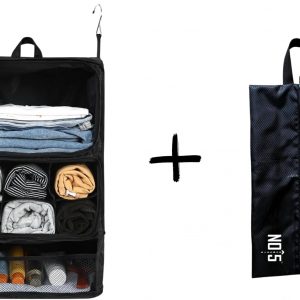 Large Capacity Hanging Organizer – Travel, Suitcase Compression, Luggage Packing, Clothes Closet, Portable Storage Shelves, Includes Shoe Bag