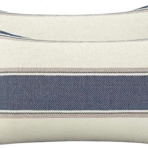 AmHoo Pack of 2 Farmhouse Linen Throw Pillow Cover Cushion Stripe Decoration Buffalo Retro Pillowcase with Hidden Zipper for Sofa Bedroom Car 12 x 20 Inch Blue