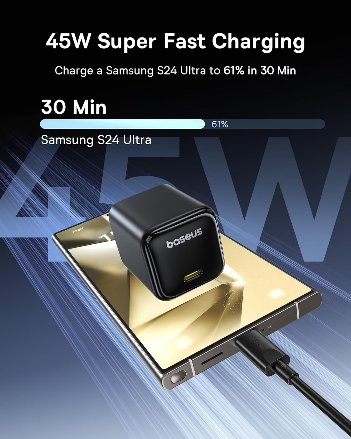 Baseus 45W USB C Charger Block, 2 Pack PPS Fast Charger Type C with USB-C Cable for iPhone 17/16/15 Series, iPad, Galaxy S24 Ultra and More Series - Image 2
