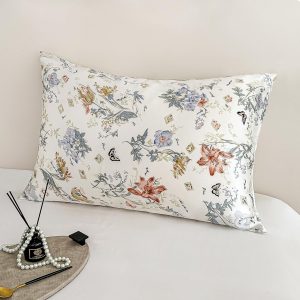 100% Pure Mulberry Silk Pillowcase Queen Size with Hidden Zipper Print,Real Natural Floral Silk Pillow Cases for Hair and Skin,Soft and Cooling,Both Sides Slip Silk,1pc (20″x30″,Pattern3)
