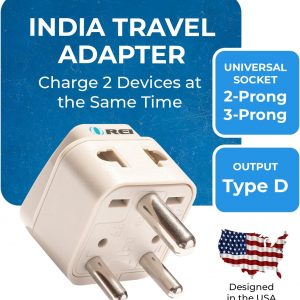 Orei Grounded Universal 2 in 1 Plug Adapter Type D for India and More